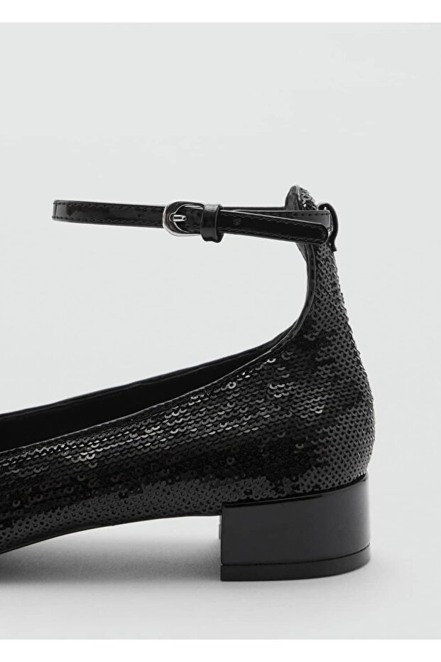 Payetli blok topuklu ayakkabı - 5