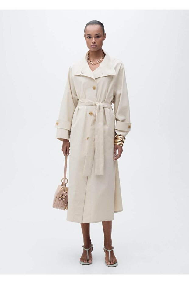 Oversize pamuklu trençkot - 2