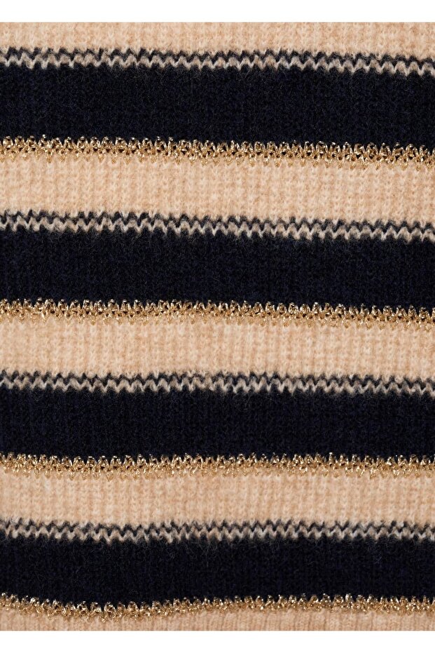 Çizgili Perkins Yaka Kazak - 7