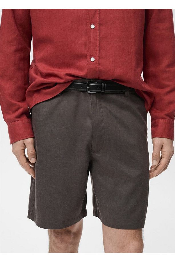 Slim fit akışkan bermuda şort - 6