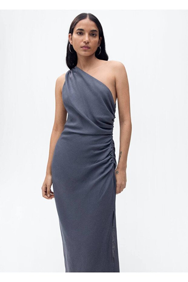 Asymmetrical Dress with Gathered Details