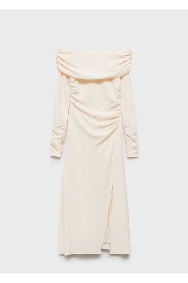 Omzu açık drape elbise - 3