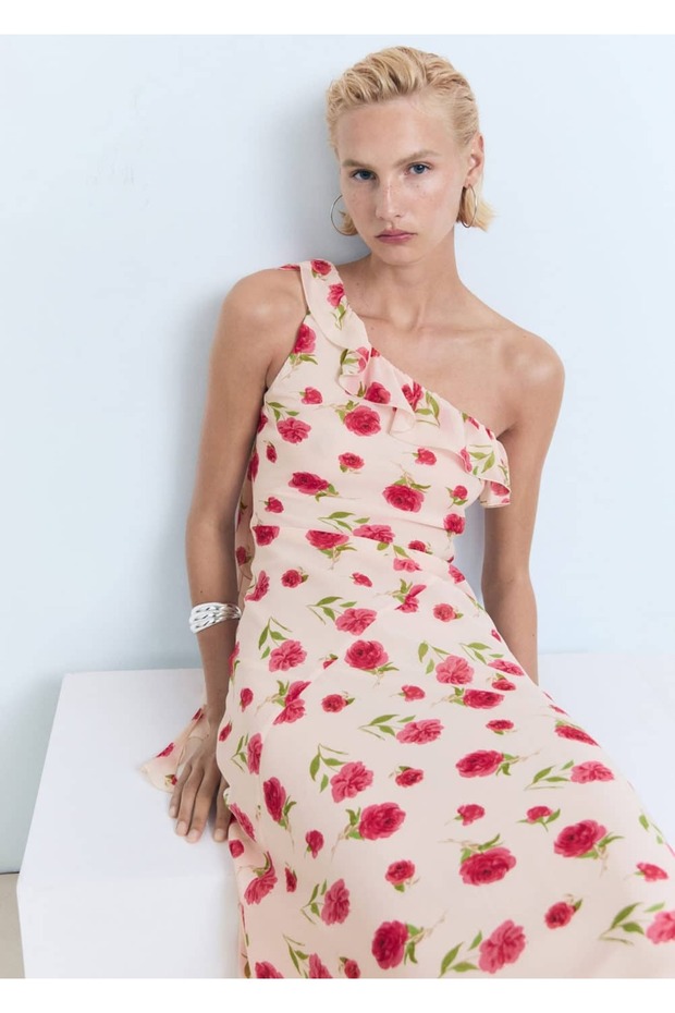 Çiçekli fırfırlı elbise - 8