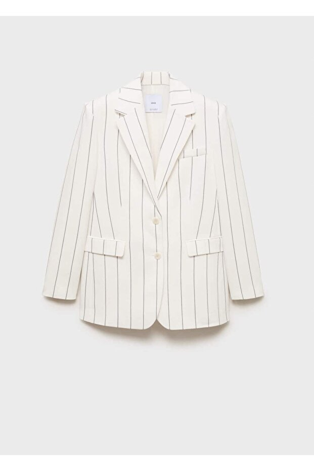 Çizgili kumaş blazer ceket - 3