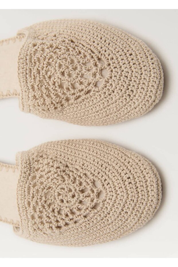 Knitted Patterned Cotton Slippers - 4