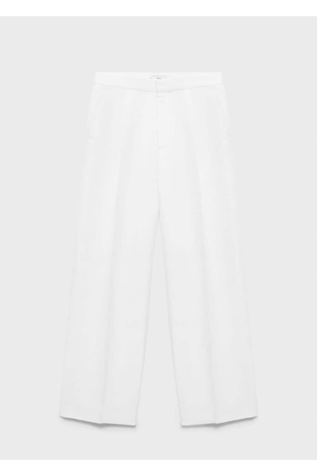 Keten karışımlı pileli pantolon - 3