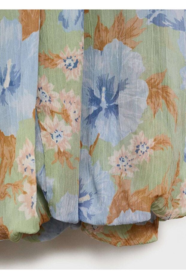 Blumenkleid mit gerafftem Bund - 6