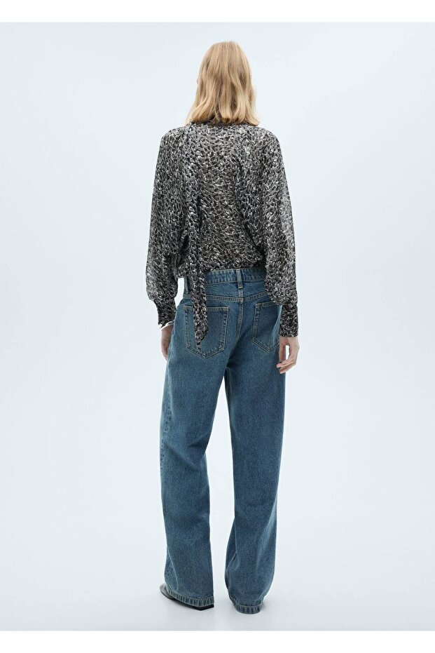 Bluse mit Leopardenmuster und Bindedetail - 4