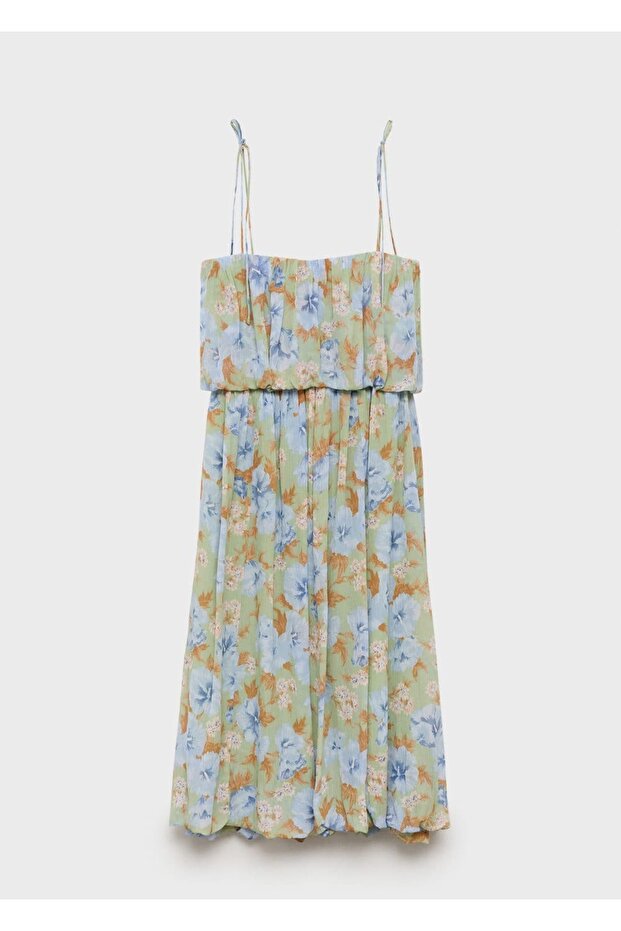 Blumenkleid mit gerafftem Bund - 3