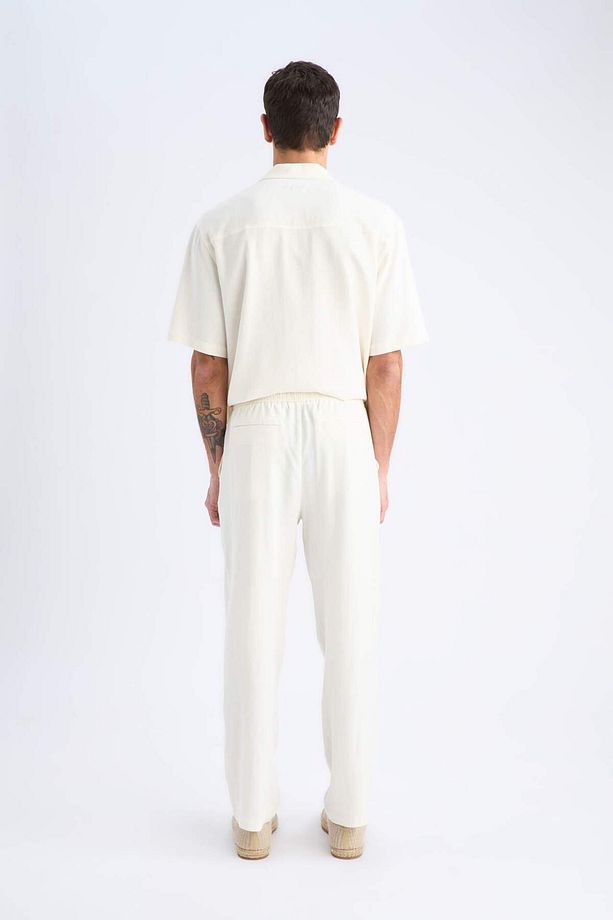 Yazlık Viskon Jogger Pantolon Regular Fit Normal Kesim Keten Karışımlı Düz Paça Cepli B4867AX25SM - 6
