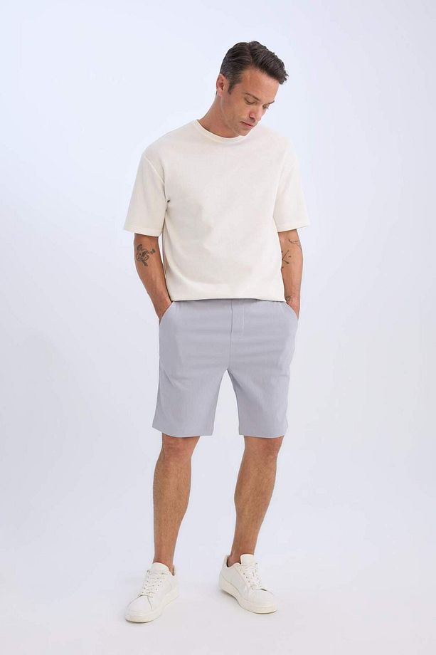 Regular Fit Beli Bağcıklı Dokulu Bermuda Şort D9451AX25SP - 4