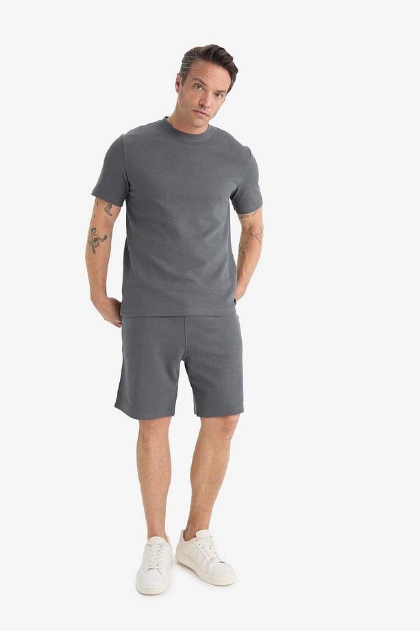 Regular Fit Dokulu Beli Bağcıklı Şort E2588ax25sm - 4