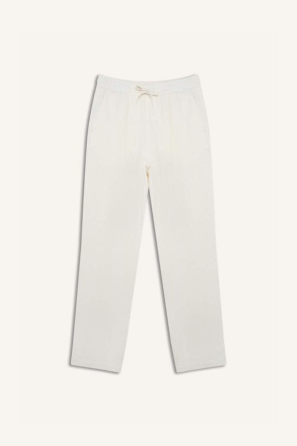 Yazlık Viskon Jogger Pantolon Regular Fit Normal Kesim Keten Karışımlı Düz Paça Cepli B4867AX25SM - 7
