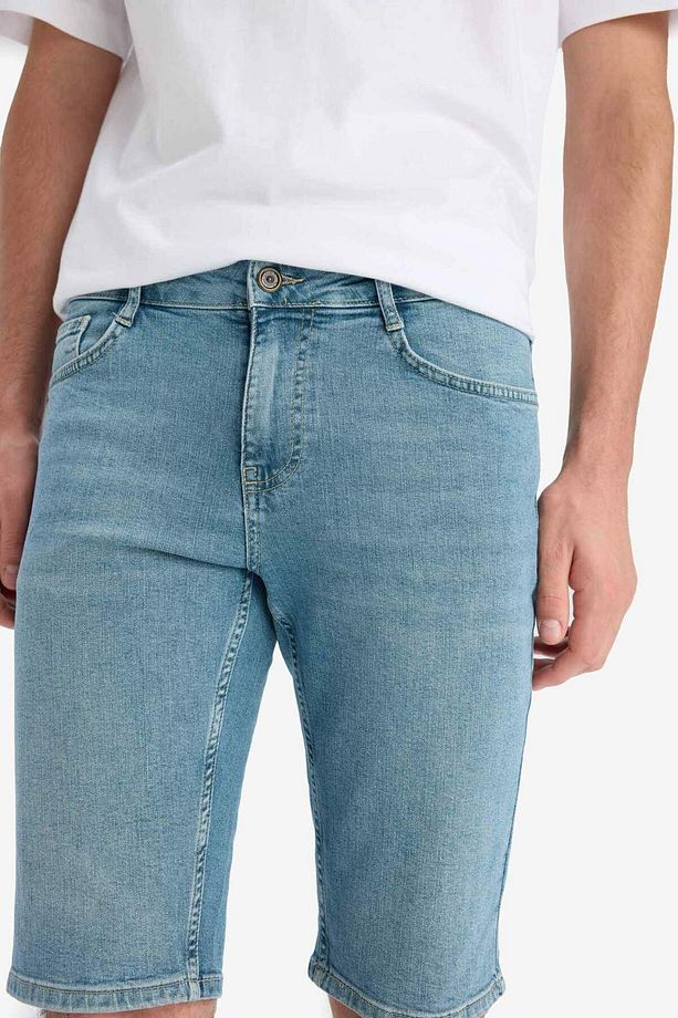 Slim Fit Dar Kesim Jean Bermuda Şort F4220AX25SM - 5