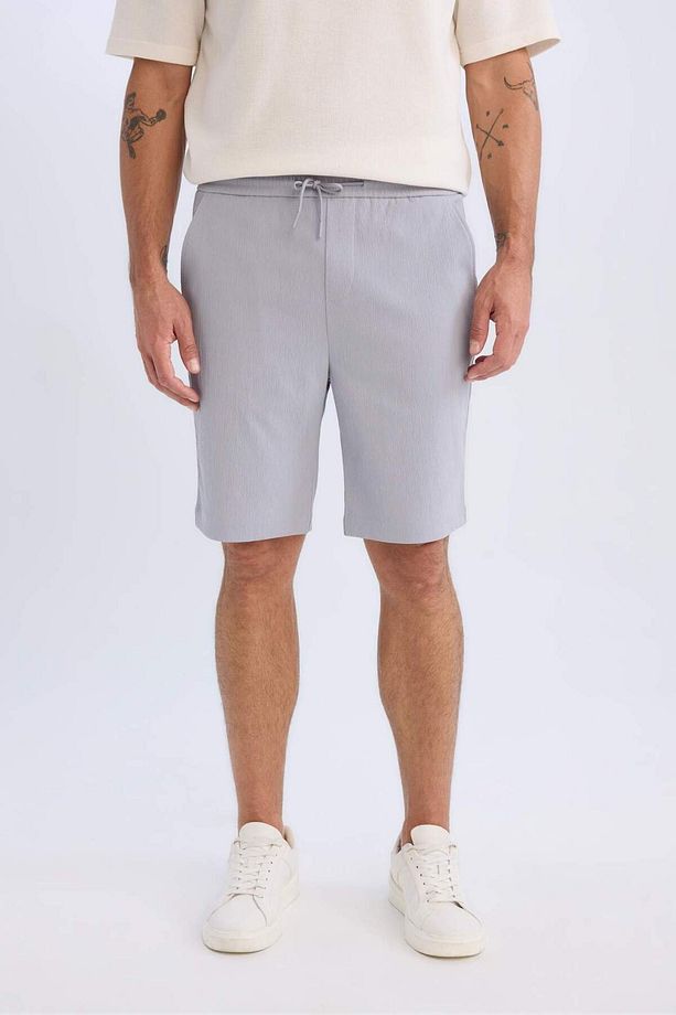 Regular Fit Beli Bağcıklı Dokulu Bermuda Şort D9451AX25SP - 1