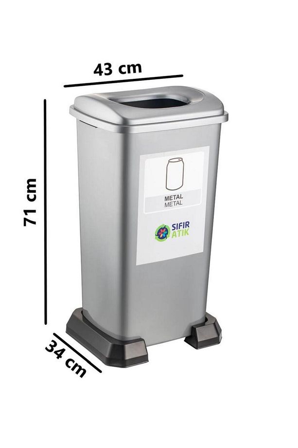 SY-4398 Sıfır Atık Geri Dönüşüm Çöp Kutusu 70 lt 6'lı Set - 2