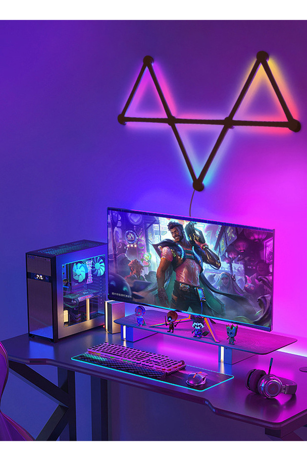 RGB LED Geometric Splicing Light Strip Set, Supports Bluetooth and App Connection - 6