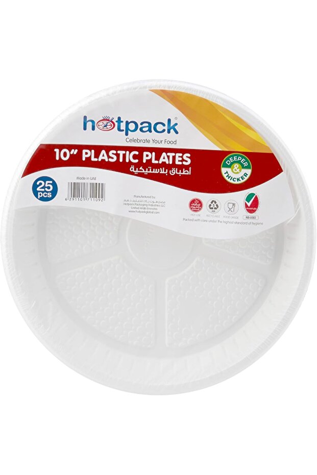 Disposable White Plastic Plates Round 10 inch, 25 Pieces