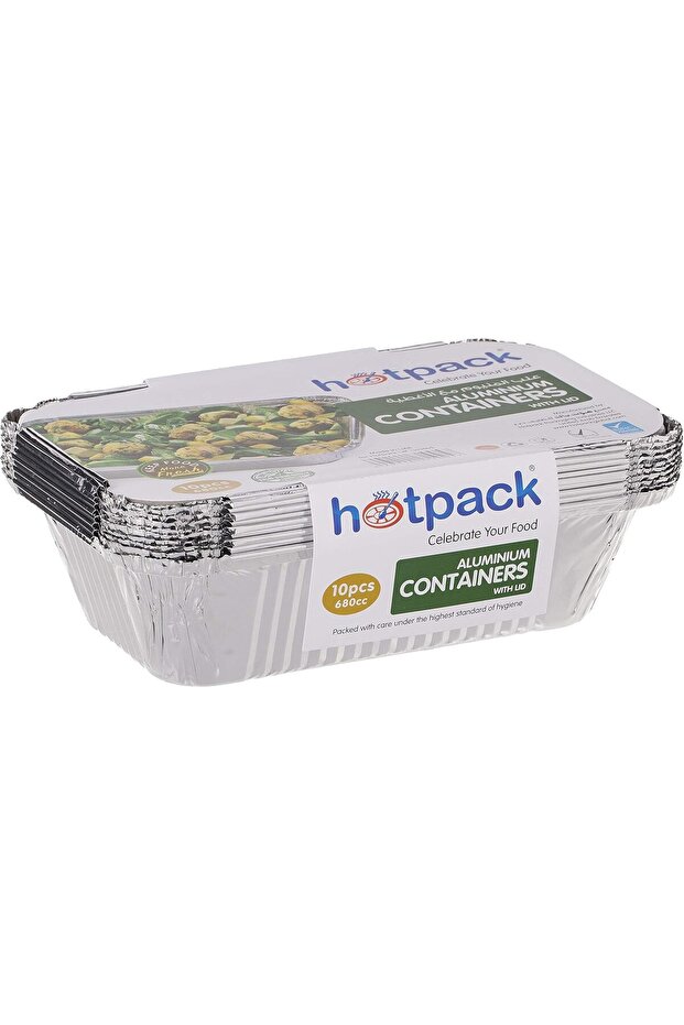 Disposable Food Storage, take away Aluminium Container Silver 680ml, 10 Pieces