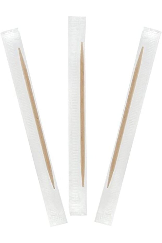 Disposable Bamboo Tooth Picks Individually Wrapped, Sturdy Double Sided 1000 Pieces