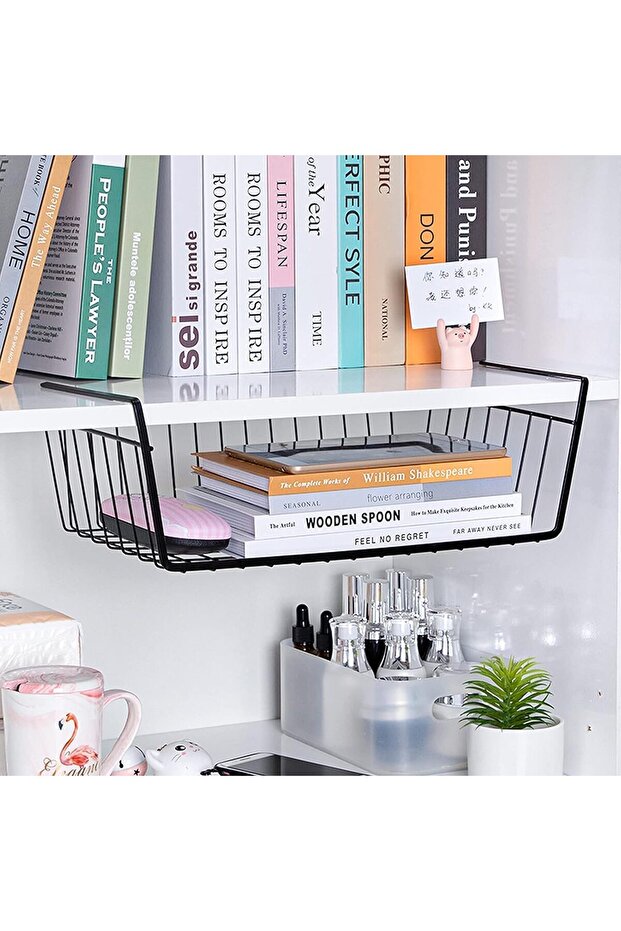 سلة تخزين كبيرة وخفيفة الوزن توضع تحت الرف - 6