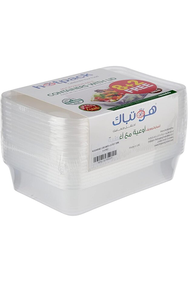 Microwavable Container with Lid Rectangular 500ml 8+2 FREE - 3