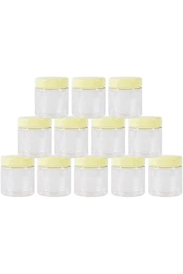 Plastic Spice Storage Pet Jar with Lid 12-Pieces Set, Sunpet 100 ml Capacity, Clear
