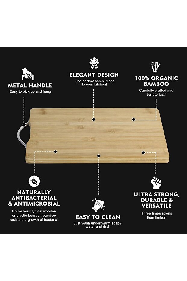 طقم ألواح تقطيع من الخيزران مكون من 3 قطع - 2