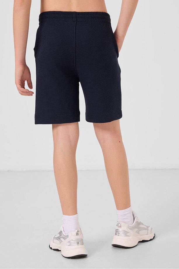Lacivert Pamuklu Yumuşak Dokulu Standart Fit Basic Erkek Çocuk Şort - 11289 - 6