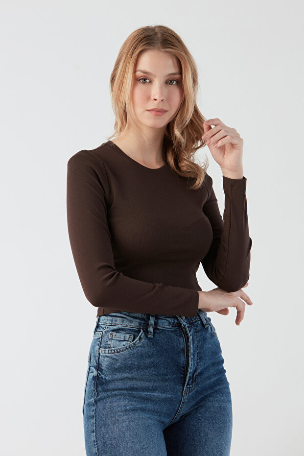 Body Crop Basic Crew cu mânecă lungă - 4