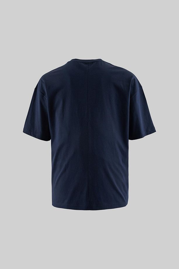 Erkek Basic Super Pamuklu Oversize Lacivert Tişört - 7