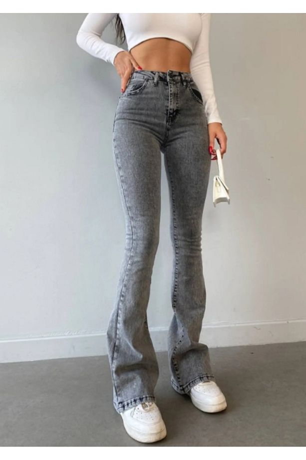 Zoe Liana Füme Ispanyol Paça Kot Pantolon Yüksek Bel Ispanyol Jeans Toparlayıcı( Extra Rahat) - 2