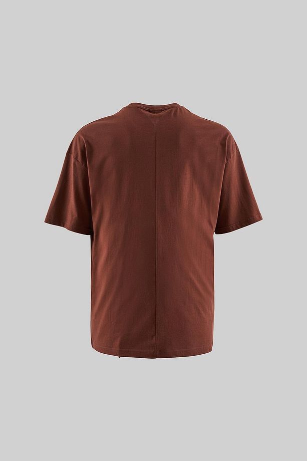 Erkek Basic Super Pamuklu Oversize Çikolata Tişört - 7