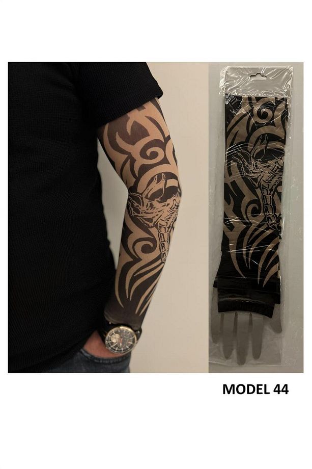 Giyilebilir Dövme Çift Kol 2 Adet Kol Çorap Dövmesi Sleeve Tattoo Model44 - 1
