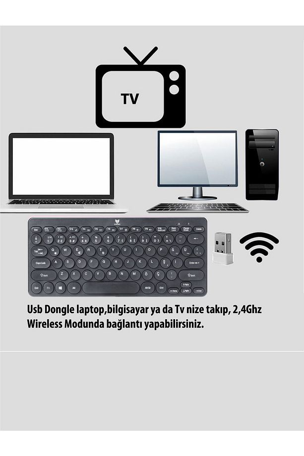 Bt-k95 Bluetooth V5.0 Wireless Kablosuz Klavye Siyah Android, Ios, Mac, Windows, Tv Uyumlu - 7
