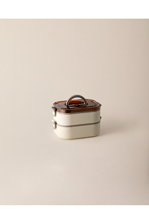 Rily 2 Katlı Saklama Kabı - Bej - 1