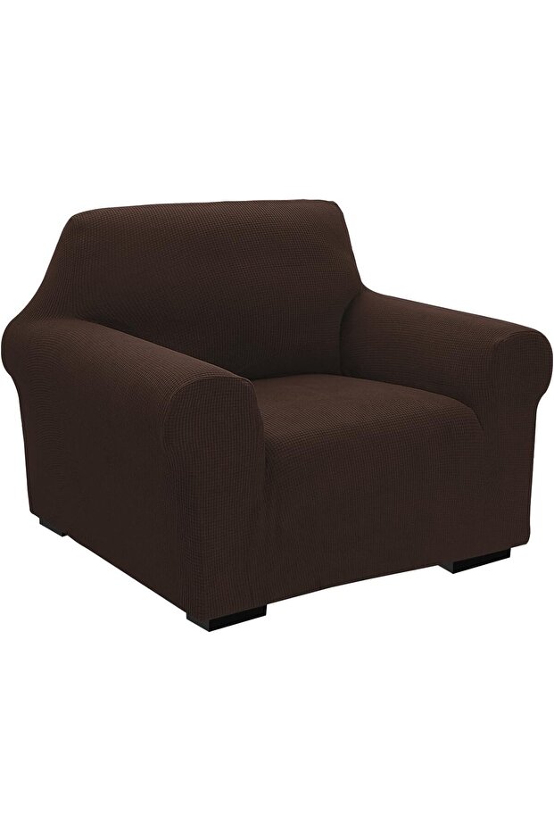 High Stretch 1 Seater Sofa Cover 80-120cm Size Brown