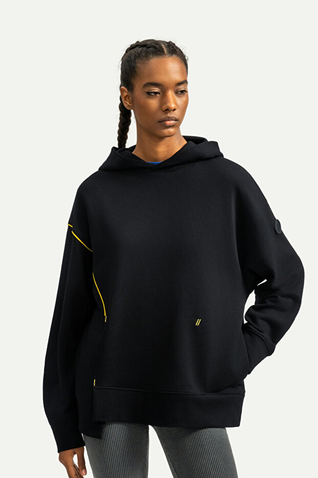 Erkek Basic Relax / Oversize Hoodie Sweatshirt - Hugraf - Tar - 7