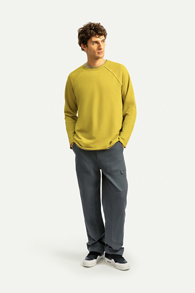 Erkek Basic Çift Taraflı Sweatshirt - Lyuga - Moss - 3