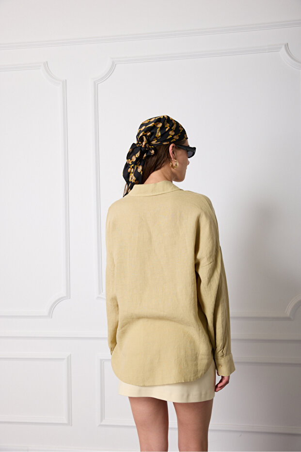 %100 Keten Oversize Gömlek - 5