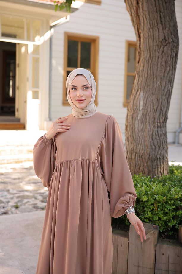 Vizon Balon Kollu Oversize Elbise Nsr 5096 - 5