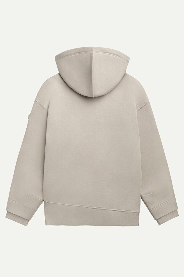 Erkek Basic Relax / Oversize Hoodie Sweatshirt - Houd - Bone - 3
