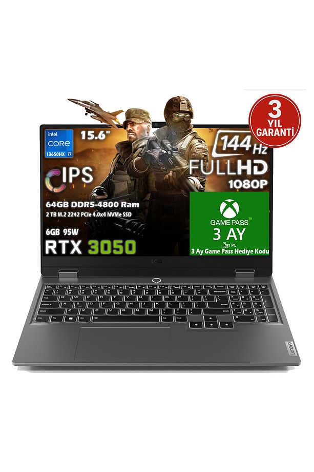 LOQ 15IRX9 i7 13650HX 64GB 2TB SSD RTX 3050 6GB (95W) 15.6" FHD 144Hz IPS Freedos 83DV011BTRT2 - 1