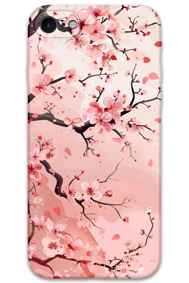 iPhone 8 Compatible Floral Pattern Phone Case + Screen Protector - 5805