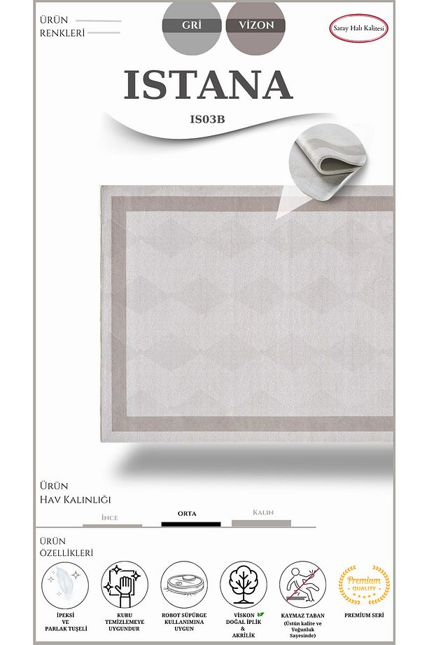 Modern, Yüksek Kaliteli Salon Halısı Istana Is03b - 3