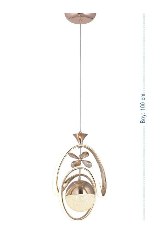 Badem Modern Sarkıt Led Avize 3 Renk Toplu Kelebek Taşlı Gold Kaplamalı - 3