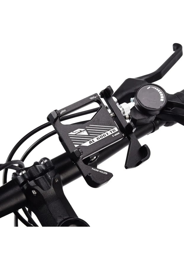 Black Motorcycle Phone Holder - Metal with Handlebar Mount, Compatible for 7 Inch and Below Phones