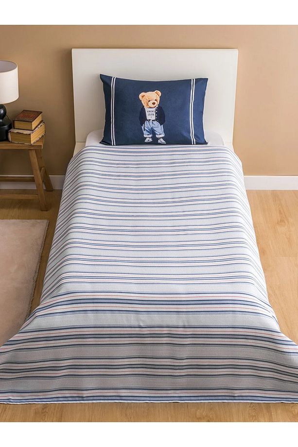 LCW HOME Lacivert Ayı Teddy Baskılı Tek Kişilik Pike Seti - 2