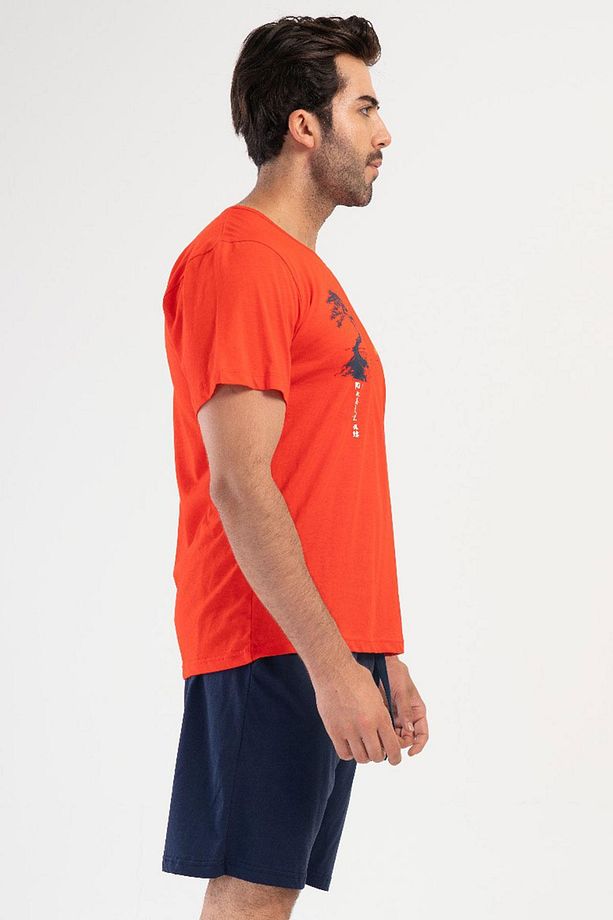 Erkek Kısa Kol Kırmızı Şortlu Pijama Takım C4T3N1O504 - 3