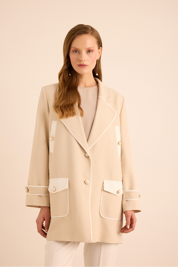 Garnili Cep Detaylı Kap - 6